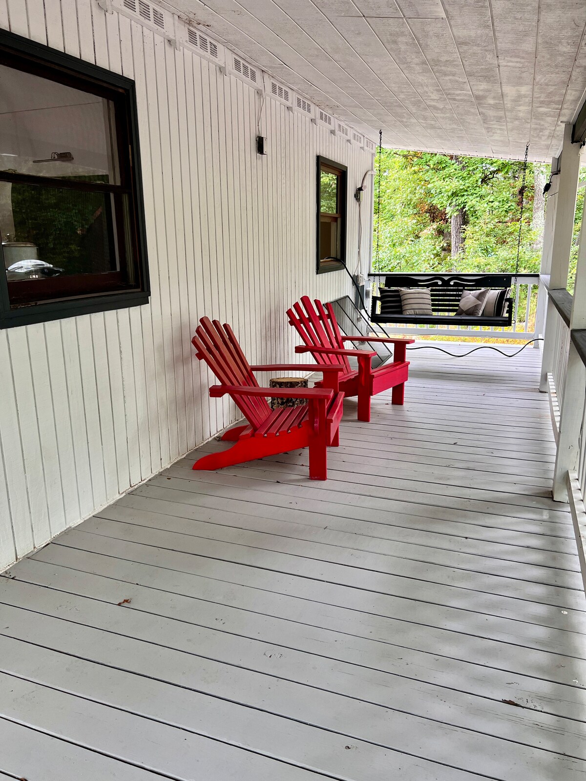 Adirondack chairs with mountain view